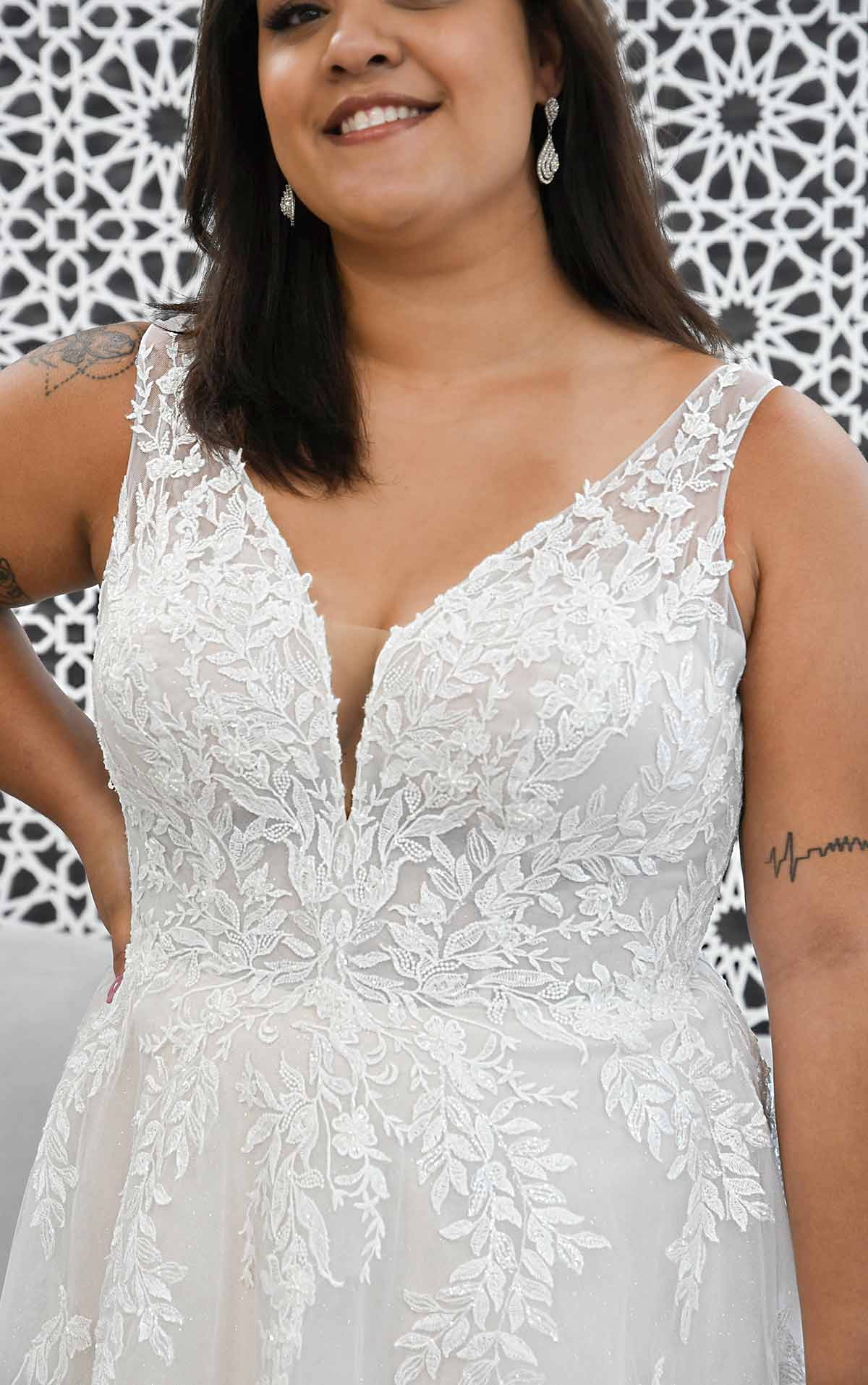 7177+ Übergrößen Brautkleid im Boho-Stil mit transparenten Details  by Stella York