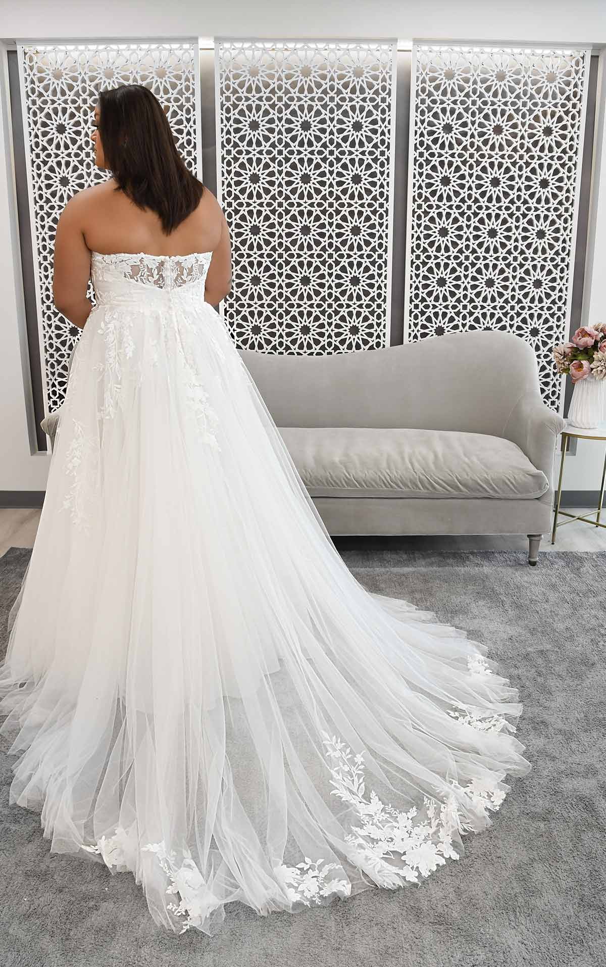 7052+ Strapless A-Line Plus Size Wedding Dress with Illusion Plunge  by Stella York