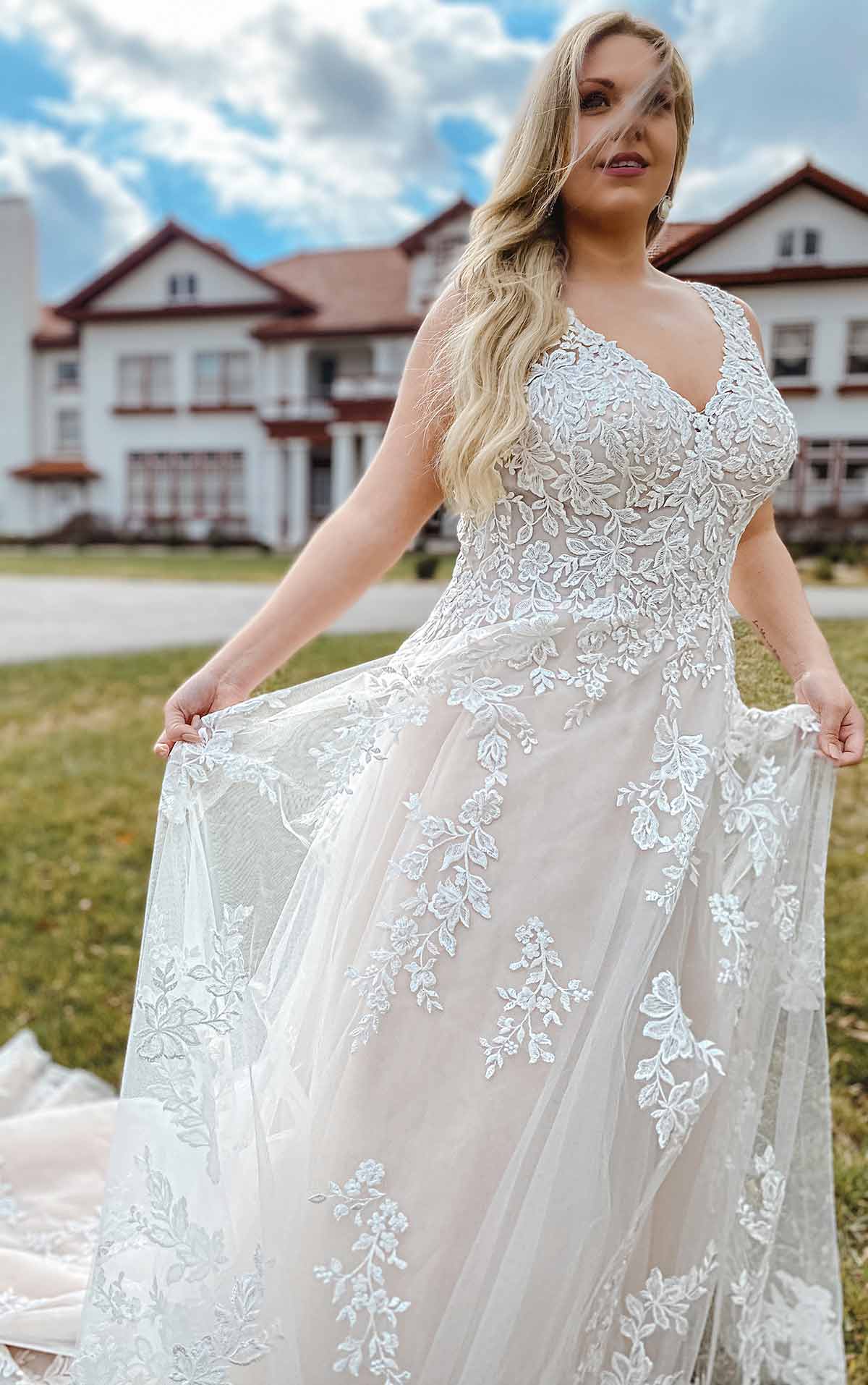 7169+ Romantic Lace Plus Size Wedding Dress with Long Sleeves  by Stella York