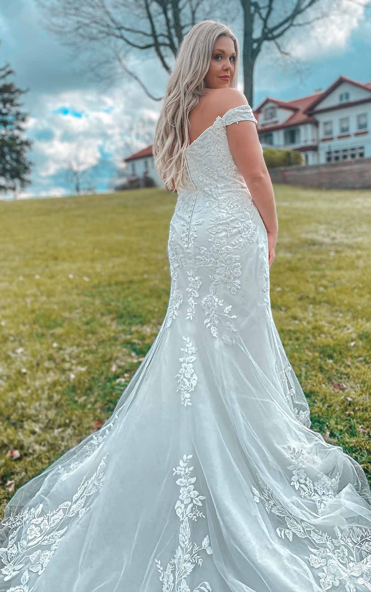 7272+ Off-Shoulder Plus Size Wedding Dress with Shimmer  by Stella York