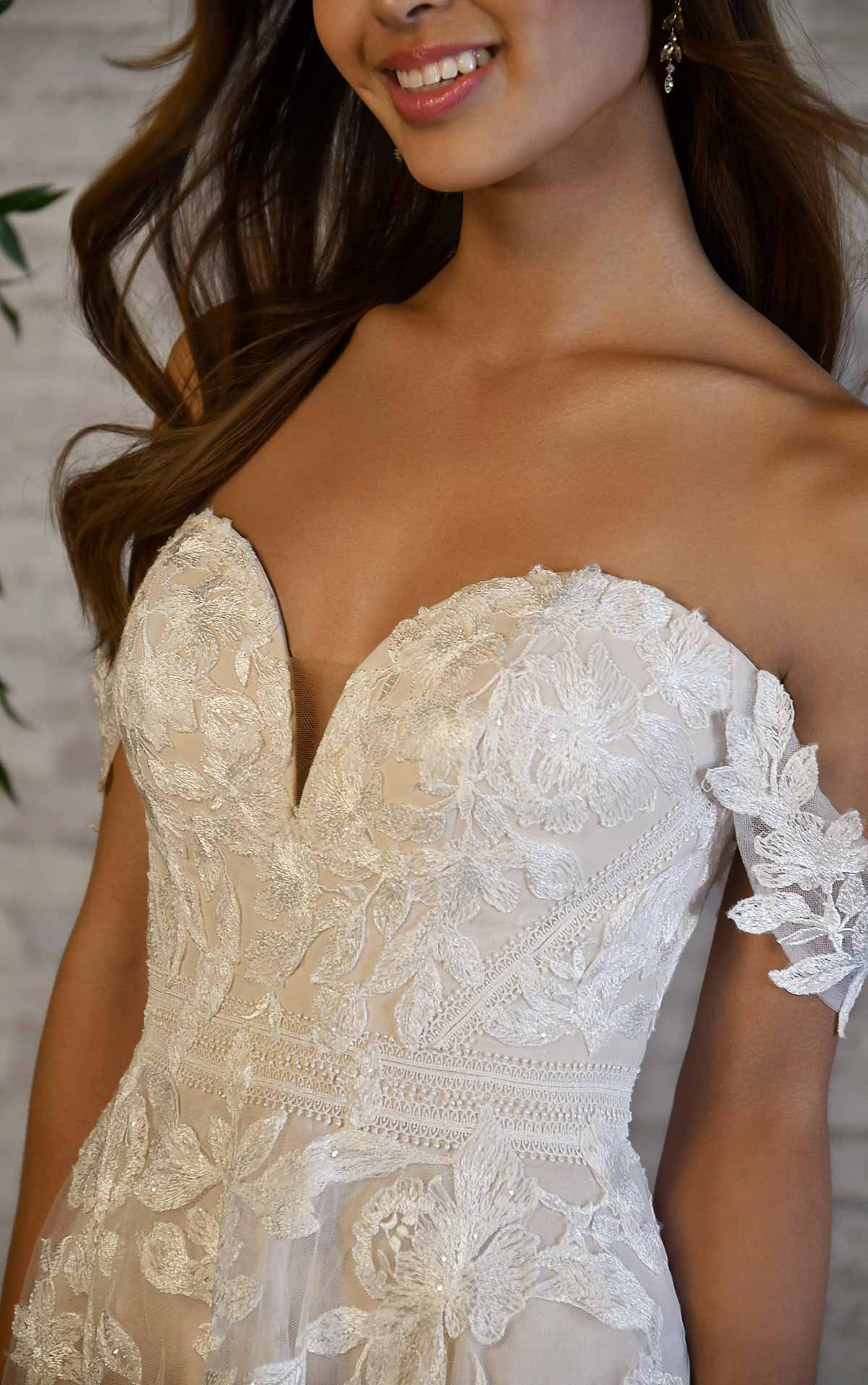 7332 Sweetheart Off-the-Shoulder Wedding Dress with Floral Details  by Stella York