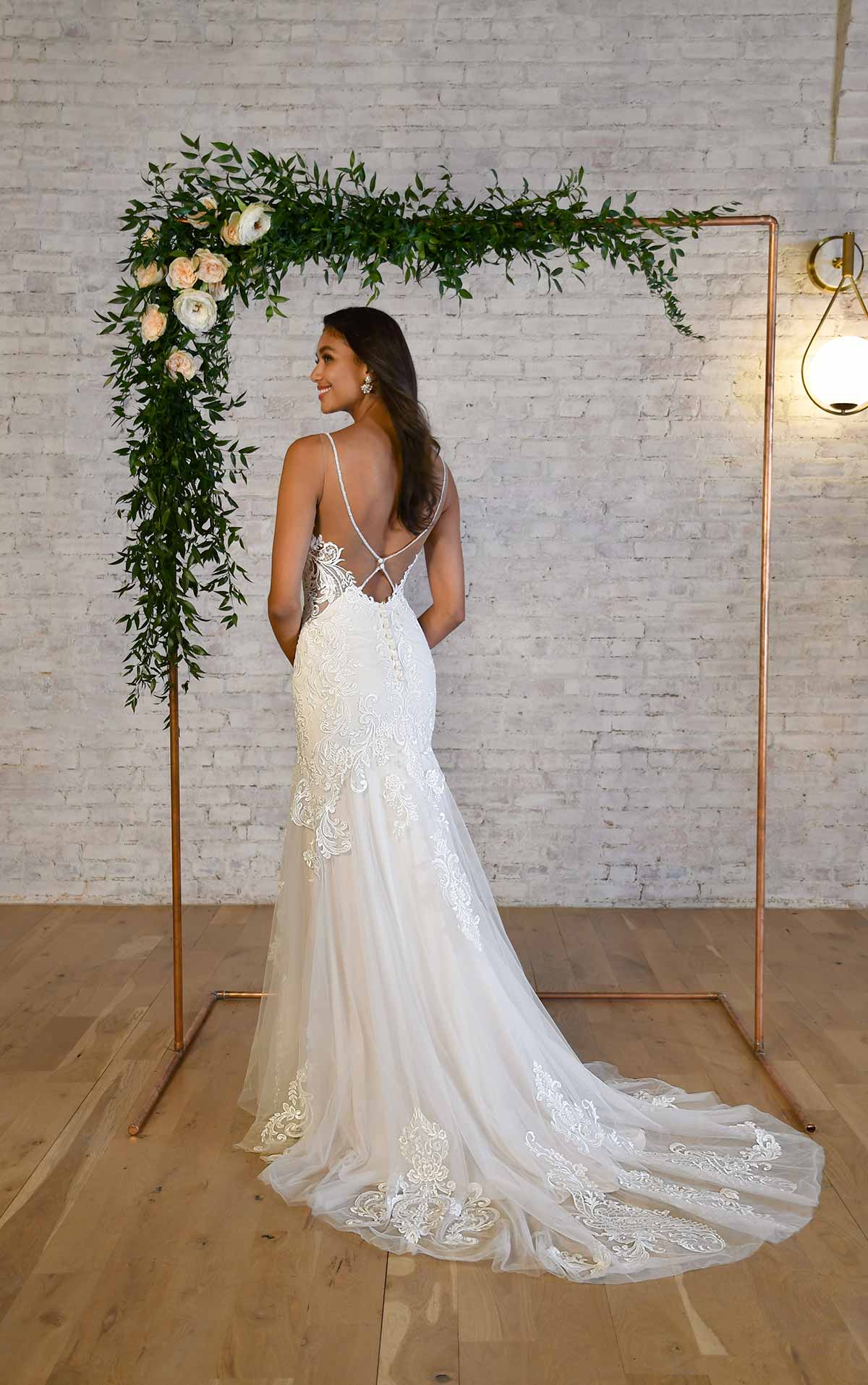 7325 Halter Neckline Fit-and-Flare Wedding Dress with Back Detail  by Stella York