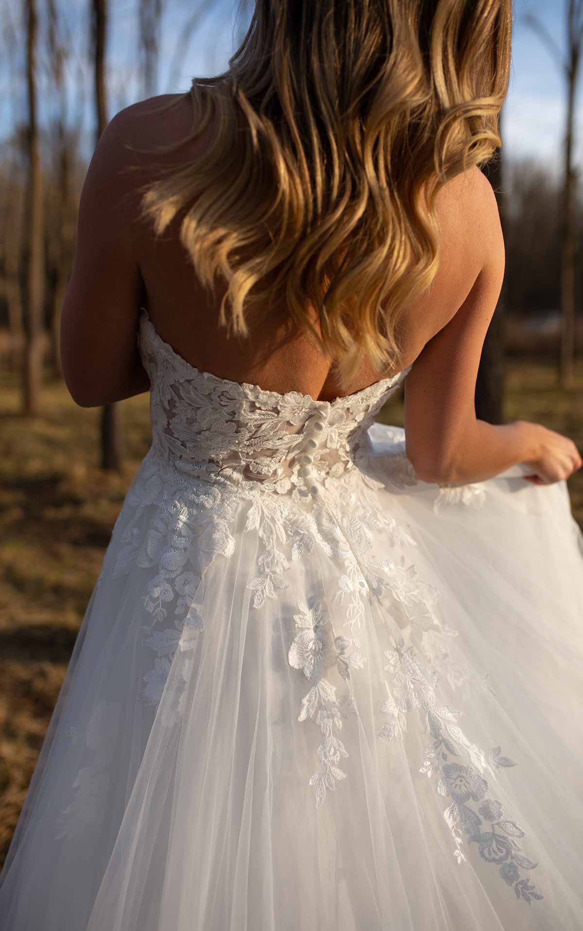 7293 Strapless Sweetheart Lace Wedding Dress with Sheer Back  by Stella York