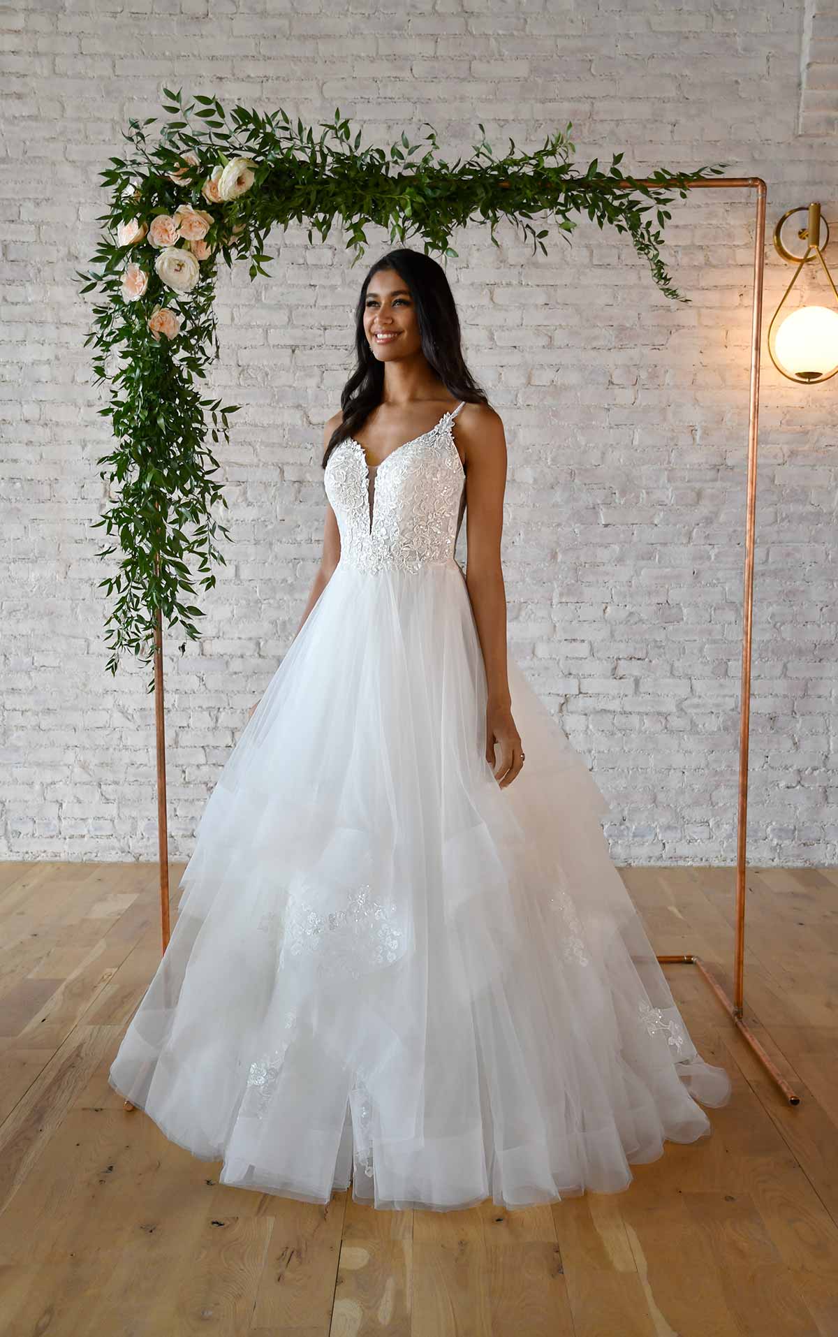7355 Voluminous Ballgown Wedding Dress with V-Neckline  by Stella York