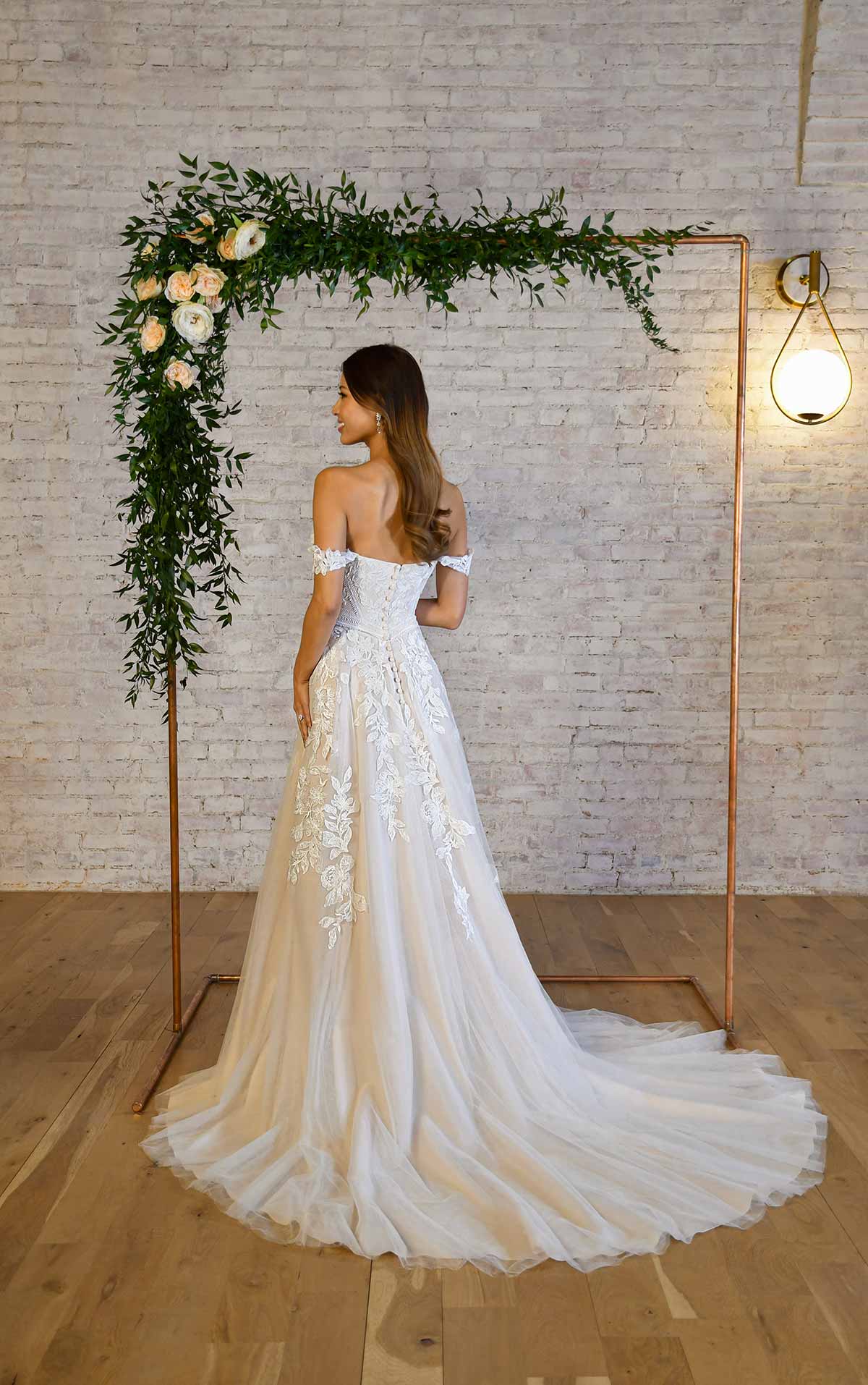 7332 Sweetheart Off-the-Shoulder Wedding Dress with Floral Details  by Stella York