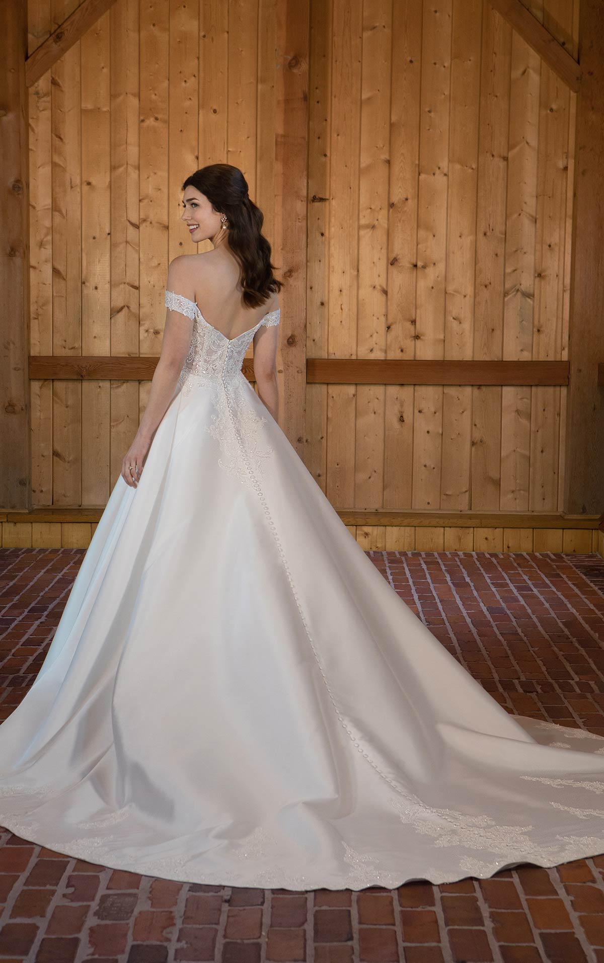 d3565 Sparkling Off-the-Shoulder Ballgown Wedding Dress with Sweetheart Neckline  by Essense of Australia