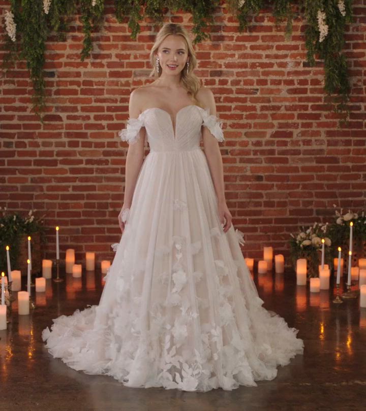 Whimsical Tulle Ballgown Wedding Dress with 3D Florals and