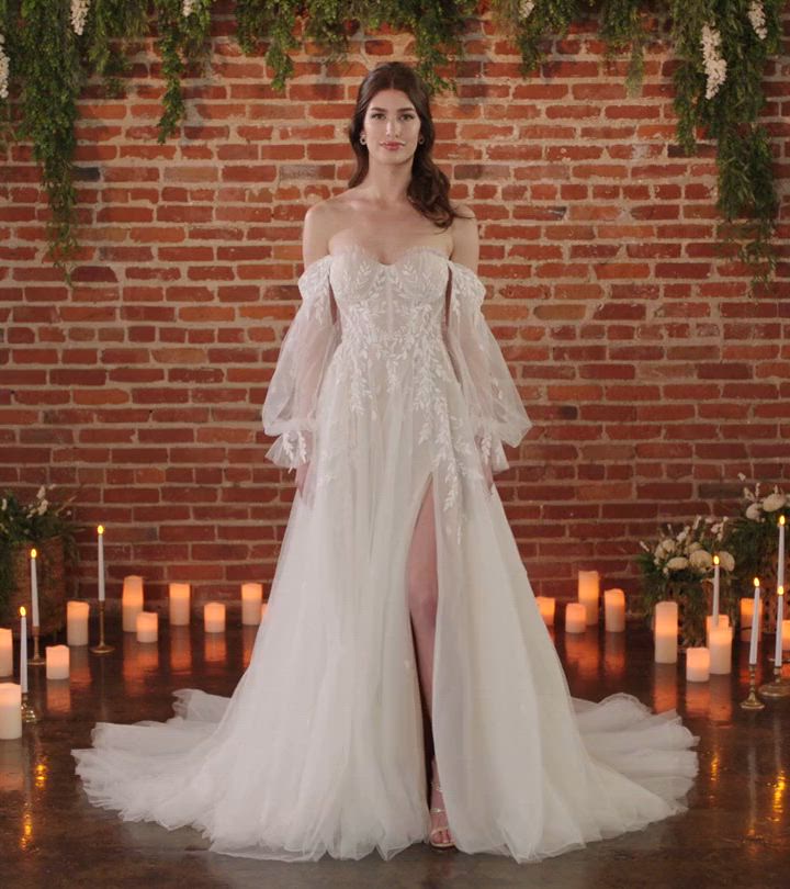 Ethereal Designer Boho A-Line Wedding Dress with Detachable
