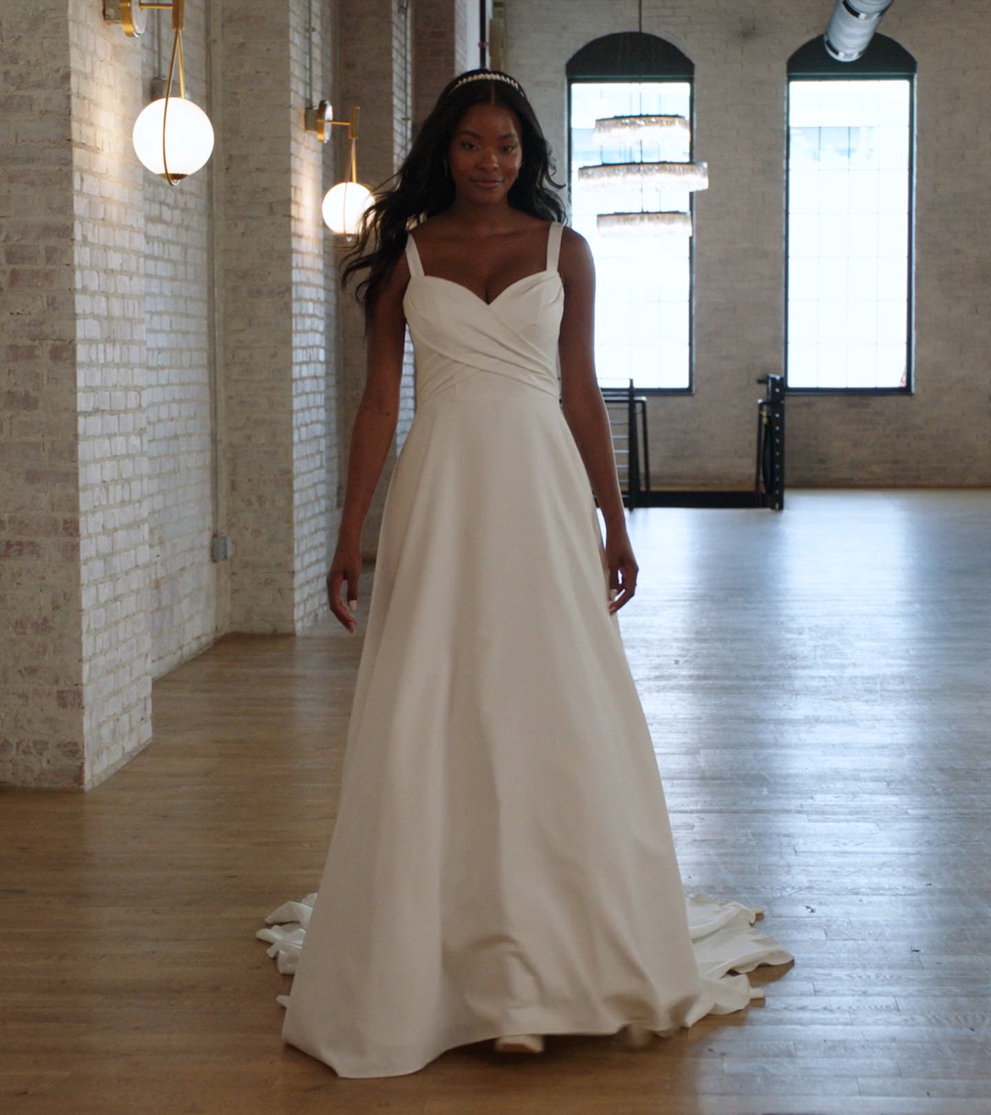 Modern Satin A–Line Wedding Dress with Sweetheart Neckline