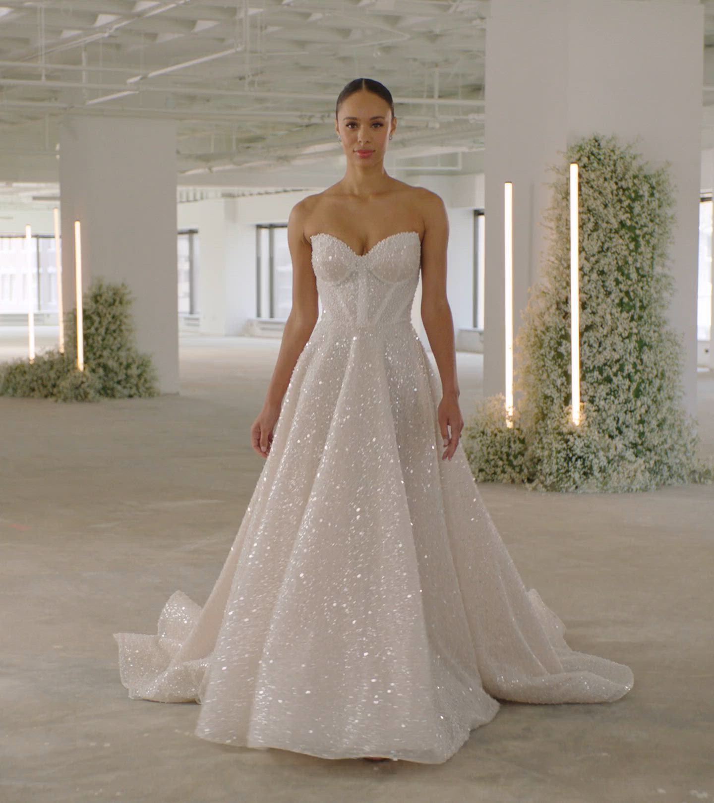 Sparkling Strapless Princess Ballgown Wedding Dress with