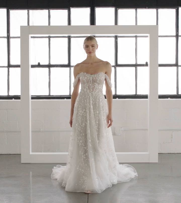 Luxurious Sheer Lace A-Line Wedding Dress with Off-the