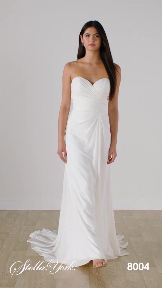 Strapless A-Line Chiffon Wedding Dress with Sweetheart Neckline