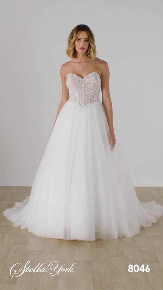 Princess Ballgown Wedding Dress with Beaded Lace and Glitter