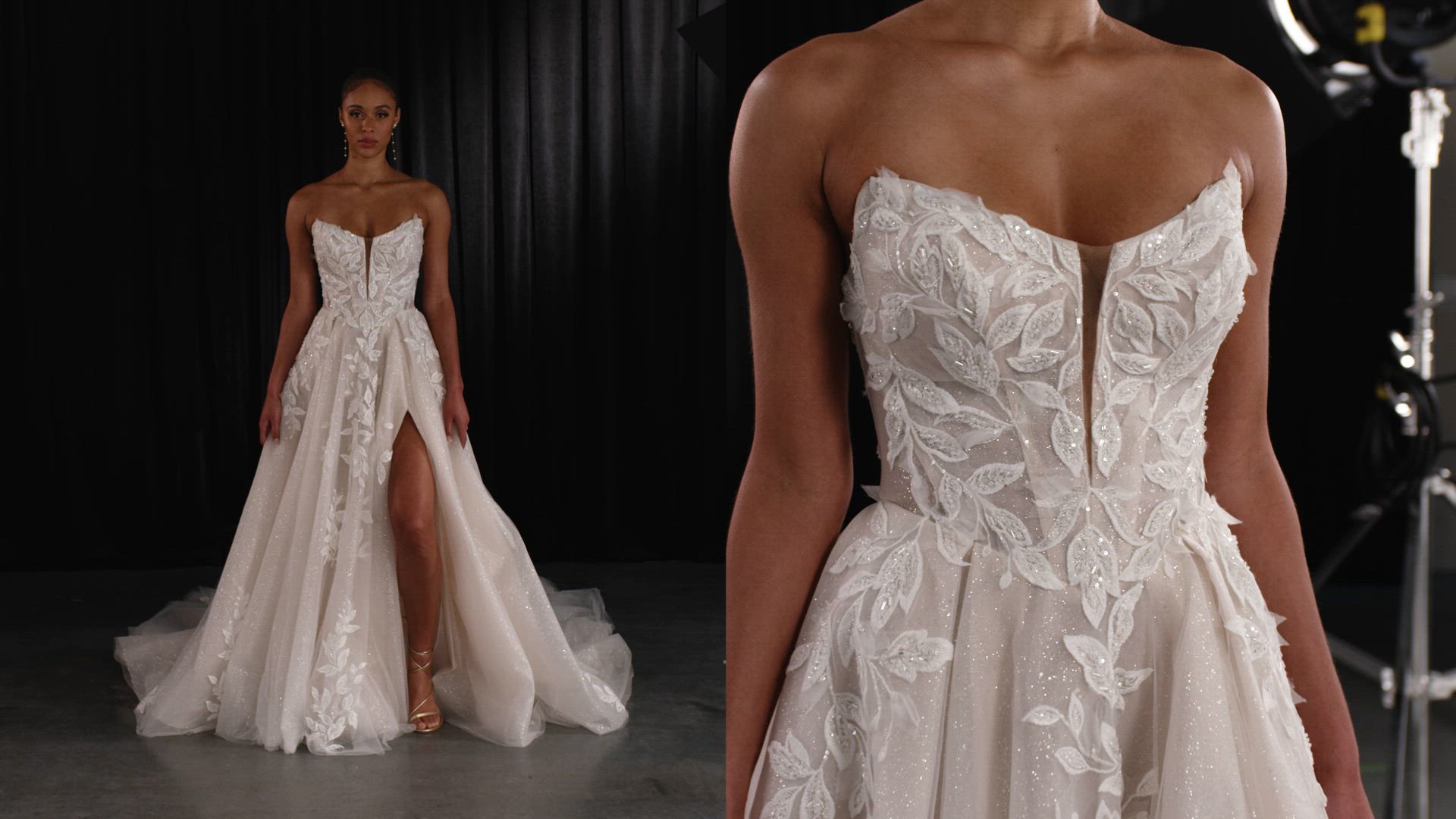 Strapless Lace A-Line Wedding Dress with 3D Florals | Style 1825