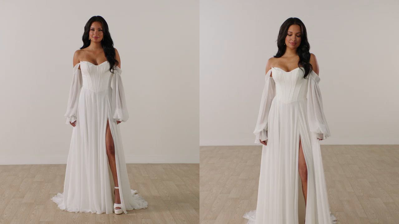 A-Line Corset Wedding Dress with 3D Floral Detail